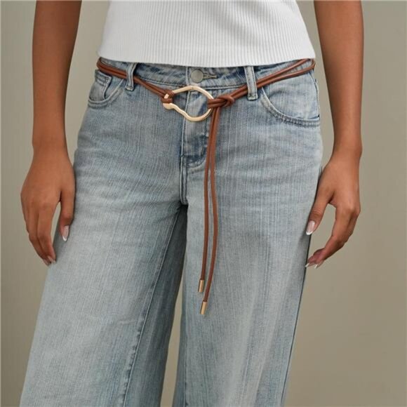 🌿 Boho Leather Rope Belt for Women – Adjustable Thin Tie Waist Belt - Picture 3 of 4